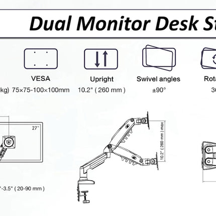 North Bayou | NB Ergonomics | Desktop Mount for 2 Screens [F160]
